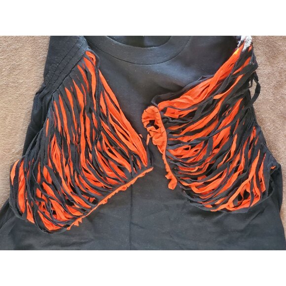 Harley-Davidson Black T-Shirt Razor Cut Sleeves Orange Logo MD Medium100% Cotton - Picture 2 of 10